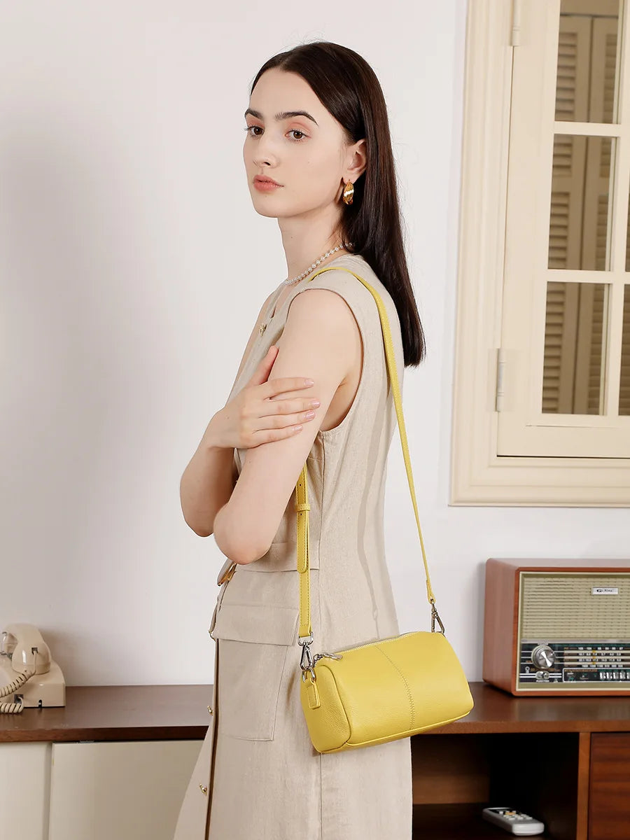 Latest Fashion Women Genuine Leather Cross Body Hand Bags for Ladies Cowhide Shoulder Bags Small Camera Purse Without Logo