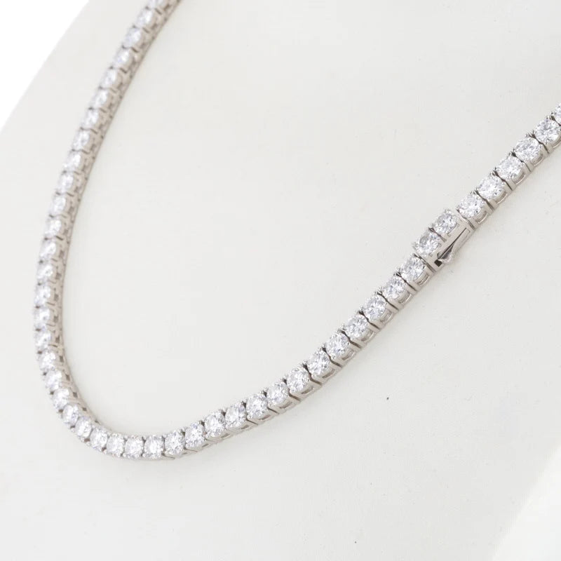 MomentWill Round Brilliant Cut Moissanite Gemstone Silver Jewelry Tennis Necklaces