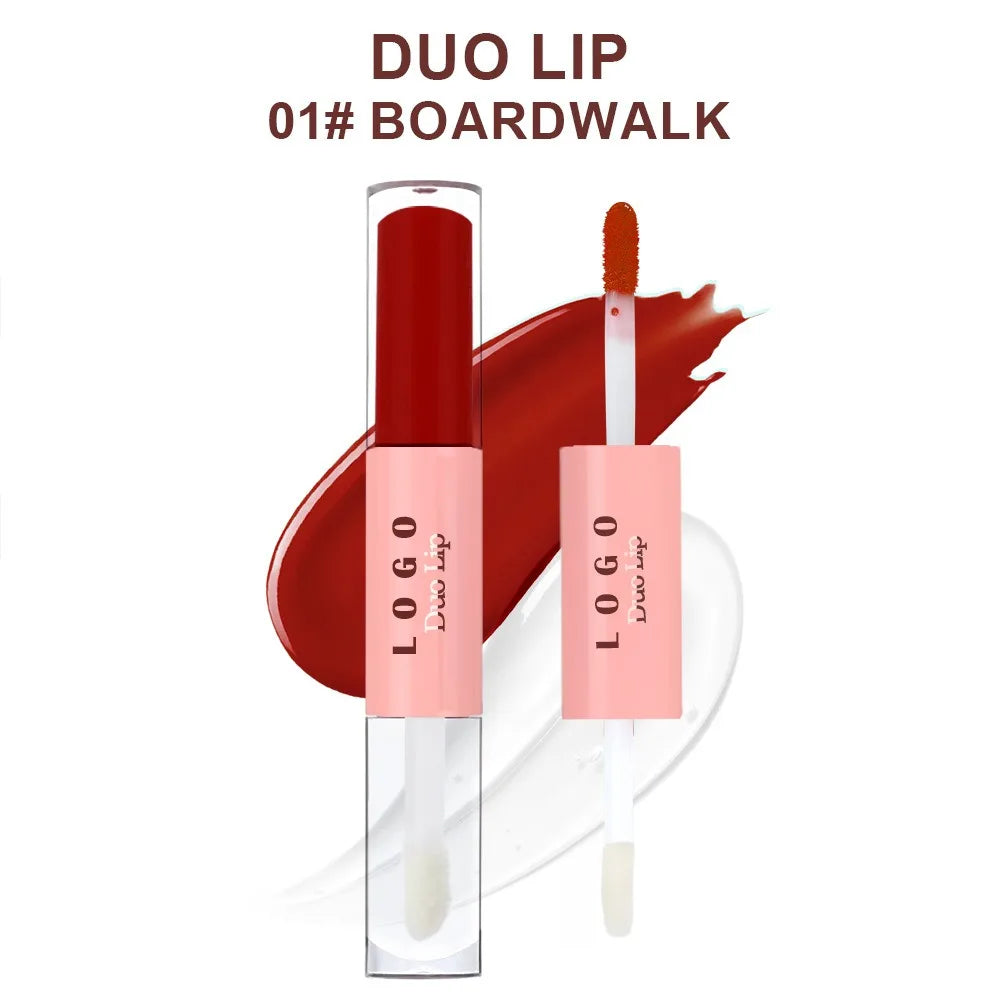 Waterproof Double Head Lipgloss Vegan Long Lasting Non-Drying Hydrating Peel Off Lip Stain & Lip Oil