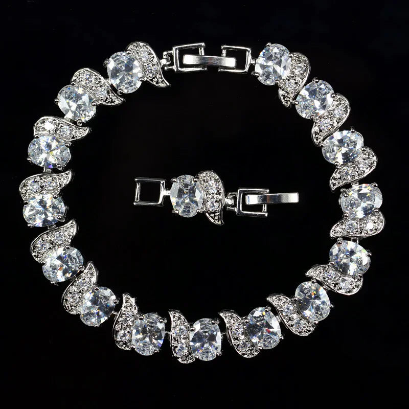 Fashion Trendy Women  Cubic Zirconia Stone Wedding Bridal Anniversary Engagement Tennis Bracelet with Extension Clasp