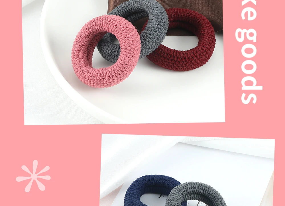 6Pcs Basic Simple Hair Bands Solid Color Seamless Wide Rubber Band for Women Girl High Elastic Scrunchie Hair Accessories Holder