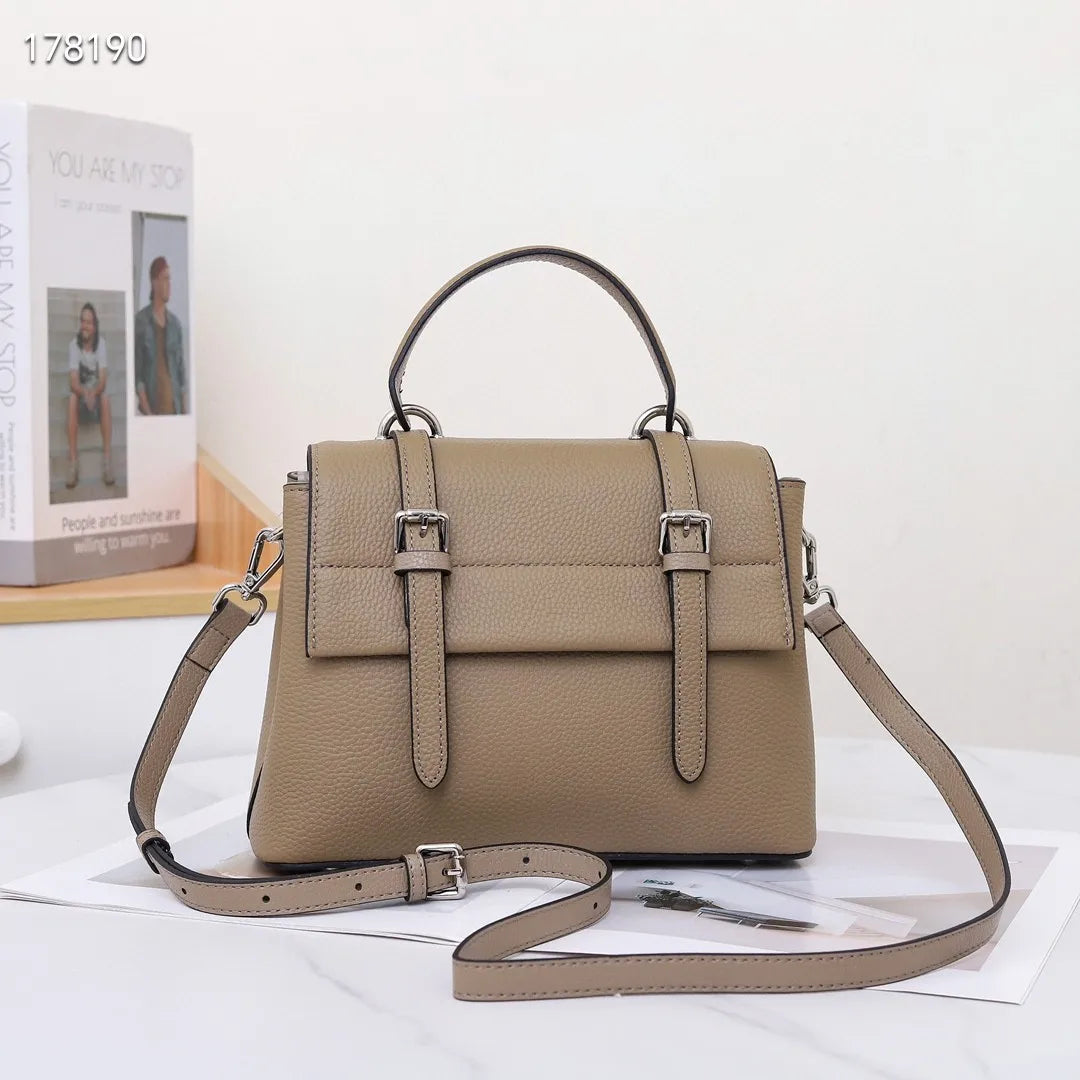 2025 New Fashionable Women's Shoulder Bag Top Layer Cowhide Zipper Closure Large Capacity Spring Leather Handbag Elegant Lady