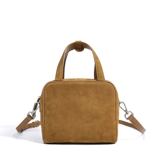 Advanced Suede Brown Bag Real Frosted Cowhide Genuine Leather Tote Shoulder Bag for Women Autumn Winter New Collection