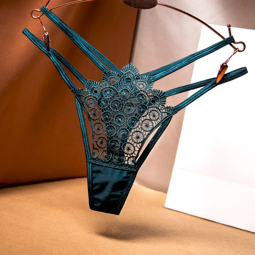 Women Lace Double Belt Thong Low Waist Panties Sexy Underwear Ladies Briefs Lingerie Panty Underwear Comfortable G-String