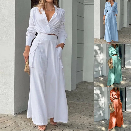2025 European and American Women's Clothing New Style Temperament Commuting Trend Shirt Fashion Set Women's Two-piece Set