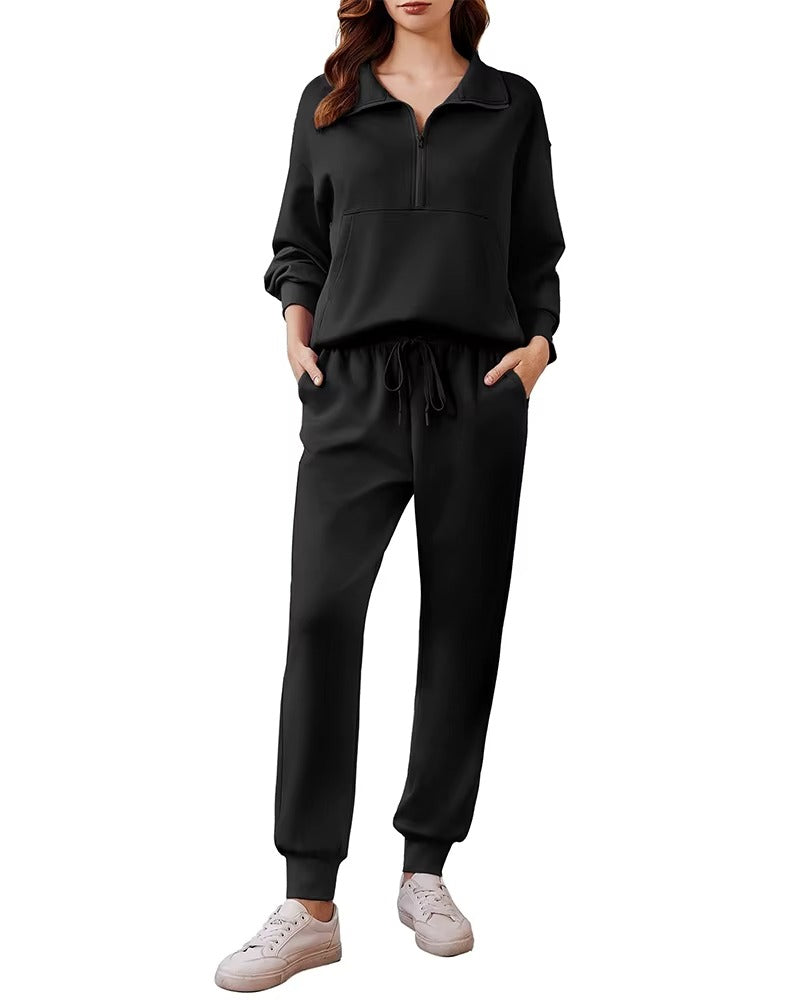 Sets for Women 2025 Fall Travel Outfits Long Sleeve Tracksuit Joggers Sets Half Zip Sweatsuit Matching Set