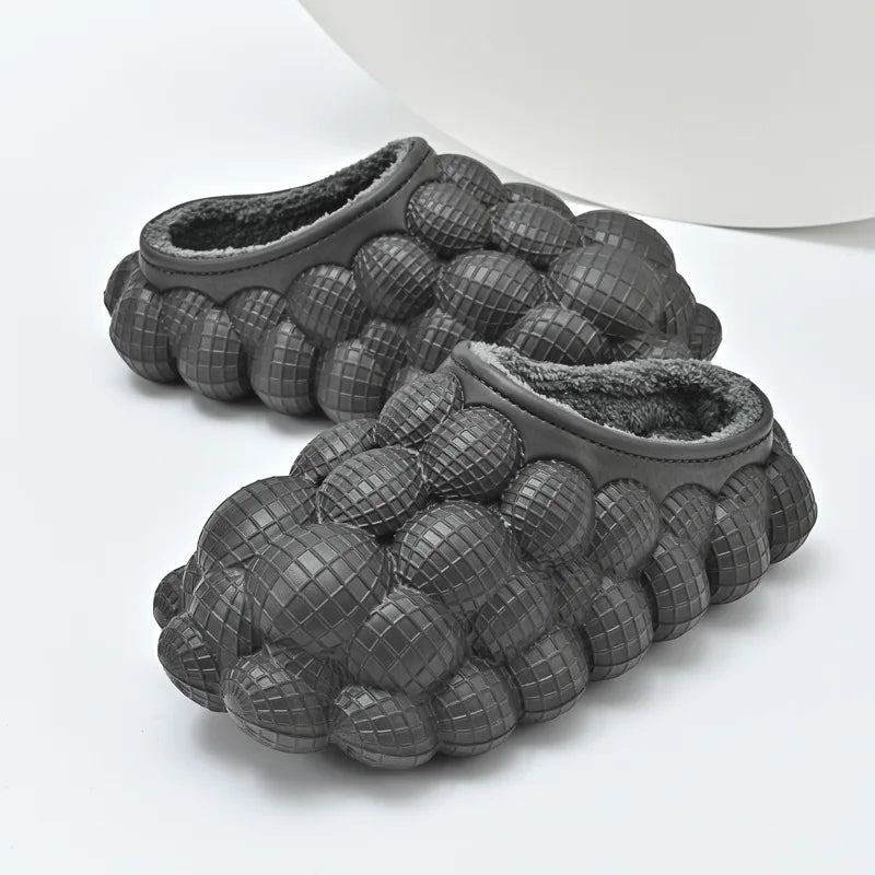 Unisex Outdoor Indoor Trendy Bubble Winter Home  Warm Slides Fur Slippers