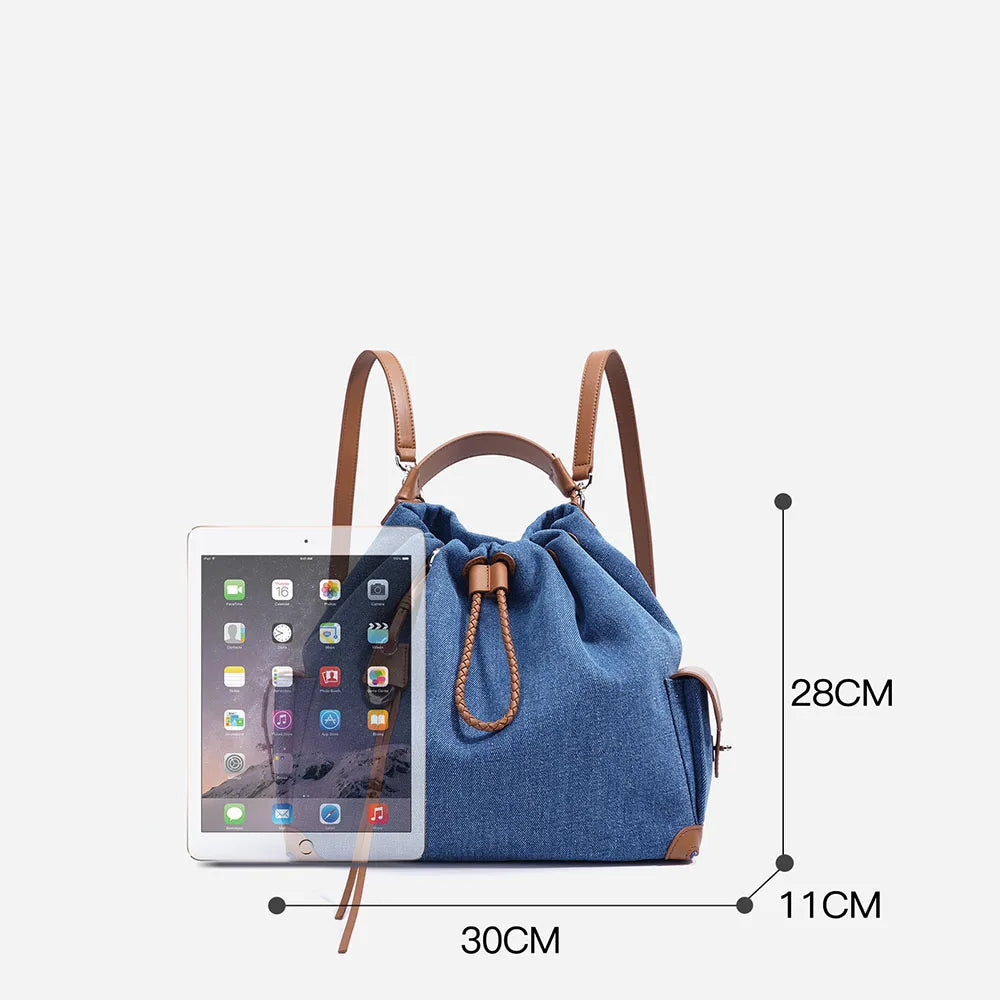 Simple Fashion Genuine Leather Ladies Shoulder Crossbody Bags High Quality Denim Backpack Women's Purses and Handbags
