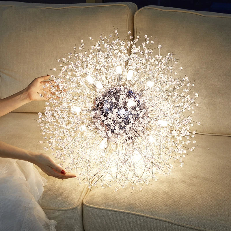 2026 Modern Crystal Dandelion Chandelier Lighting Pendant Lamp for Living Room Dining Room Home Decoration WF-P40GD Winfordo