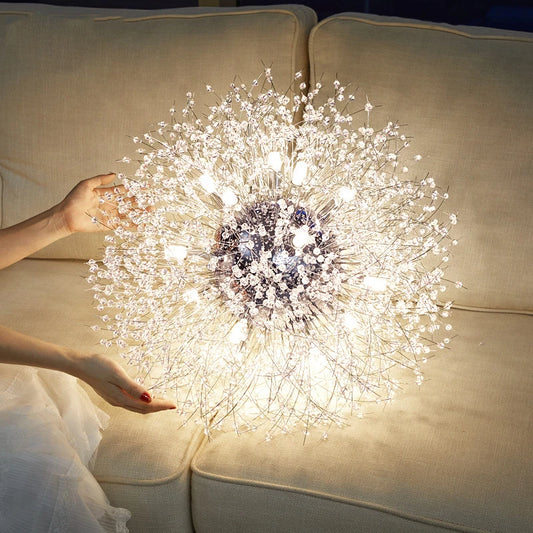 2026 Modern Crystal Dandelion Chandelier Lighting Pendant Lamp for Living Room Dining Room Home Decoration WF-P40GD Winfordo