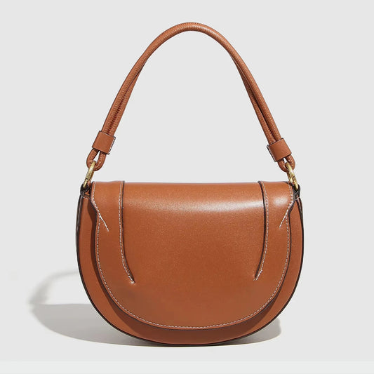 2025 New Model Spanish Women's Saddle Crossbody Bag Vintage Fashion with Chains Decoration Portable Ladies' Style Two Handles