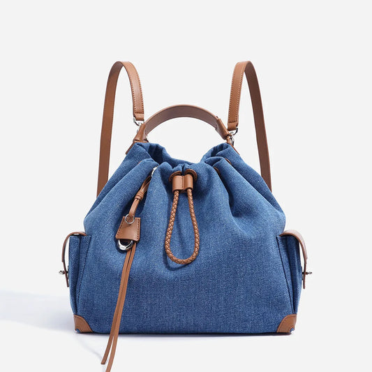 Simple Fashion Genuine Leather Ladies Shoulder Crossbody Bags High Quality Denim Backpack Women's Purses and Handbags