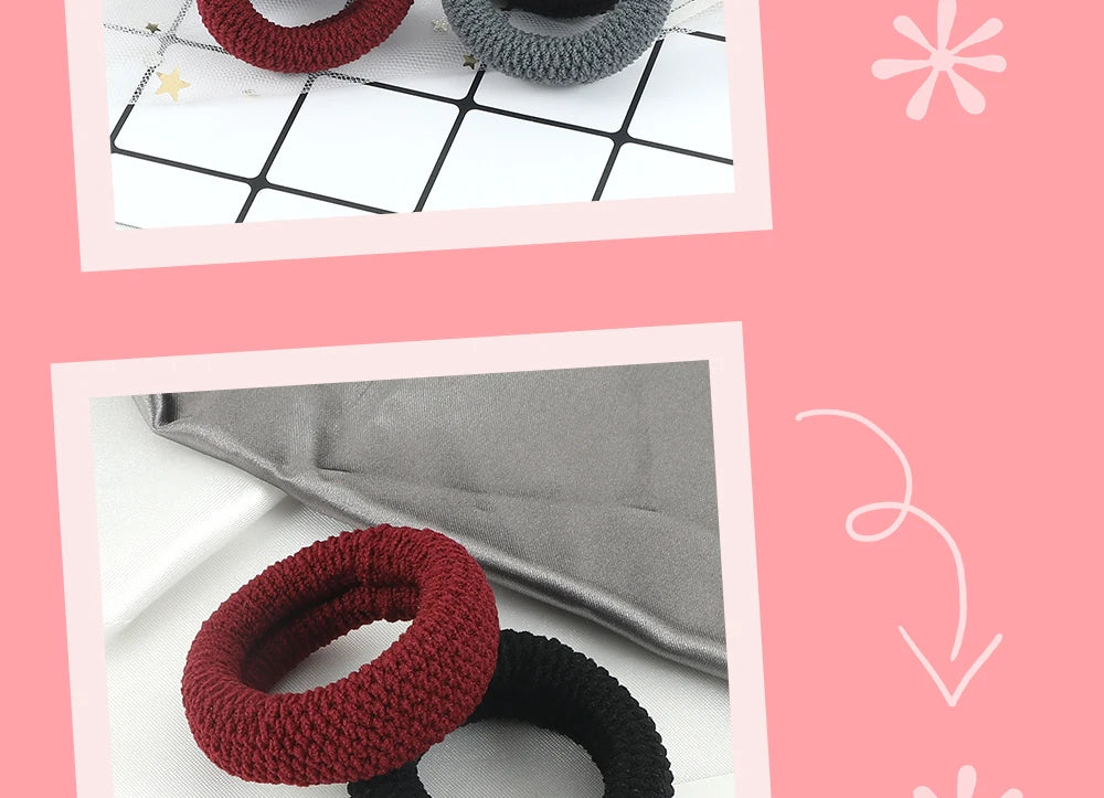 6Pcs Basic Simple Hair Bands Solid Color Seamless Wide Rubber Band for Women Girl High Elastic Scrunchie Hair Accessories Holder