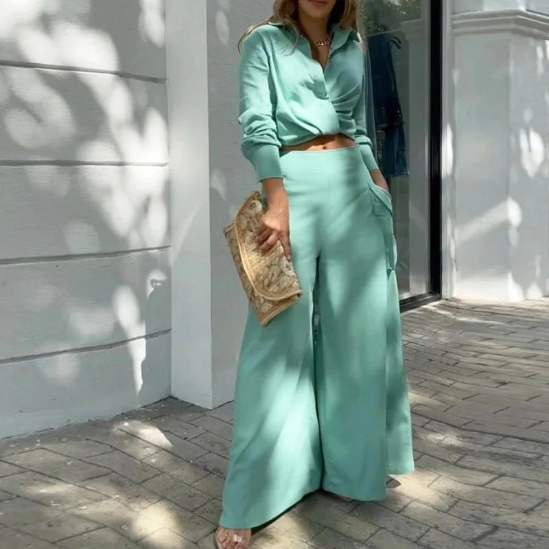 2025 European and American Women's Clothing New Style Temperament Commuting Trend Shirt Fashion Set Women's Two-piece Set