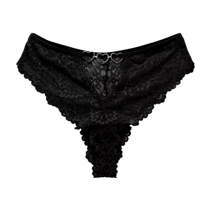 Women Hollow Out Underwear Women Panties Heart Accessory High Waist Sexy Secret Lace G-string Thong Brief Seamless Panty