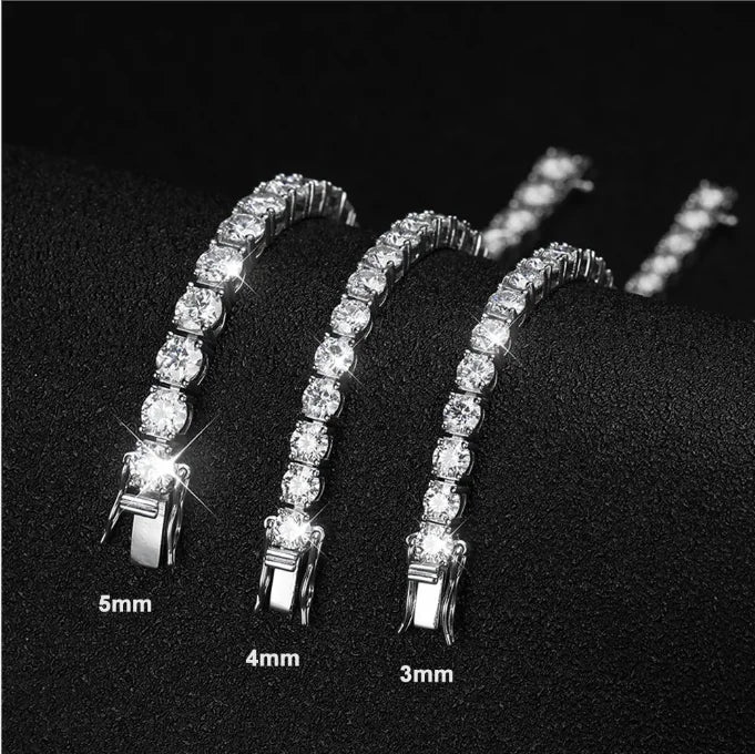 925 Silver 3 4 5 mm Iced Out GRA Certified Lab Grown Diamond Moissanite Bracelet Tennis Chain Men Women Fine Jewelry