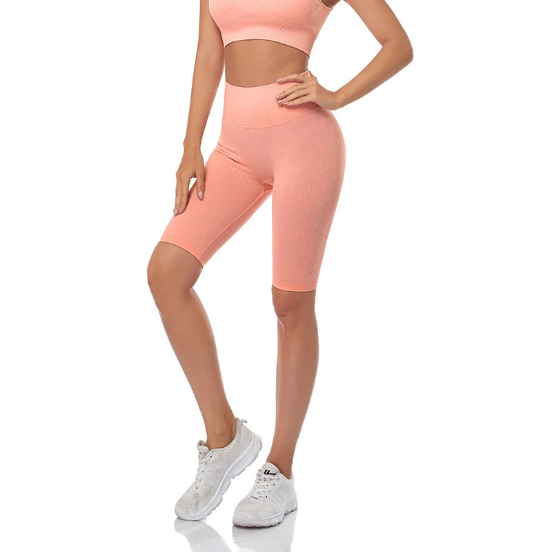 Seamless Fitness Women Yoga Shorts High Waist Workout Shorts Hip Push Up Yoga Running Shorts Sport Gym Leggings