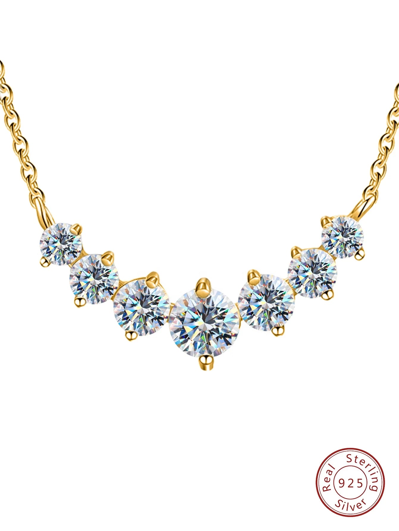925 Silver Gold Plated GRA Eternity 0.5ct 7 VVS D Color Moissanite Diamond Stone Necklace Chain Engagement Women Fine Jewelry