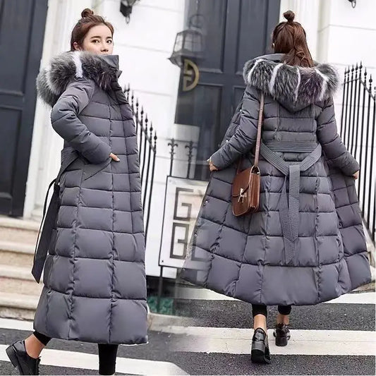 2025 Women's Thick Warm Winter Coat with Hood Long Overcoat and Zipper Closure Bubble Coat Style Cotton Filled