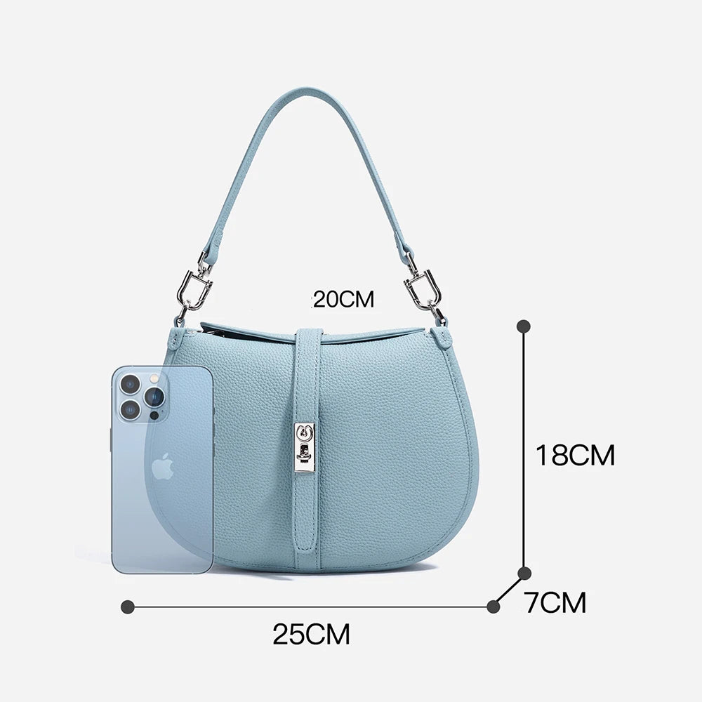 2025 Genuine Leather Handbags Women's ,Girls Cowhide Half Moon Crossbody Shoulder Bag  Crescent Bag
