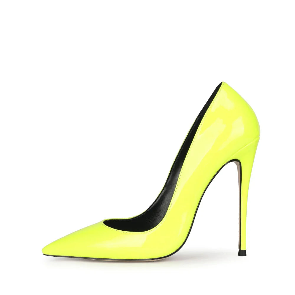 2025 Sexy Pointed Toe Jelly Patent Leather High Heels Pump Stilettos Sharp High Heels Dress Shoes for Women OEM Large Size 47