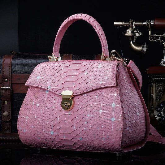 2025 Custom Luxury Genuine Exotic Snake Skin Leather Shoulder Crossbody Bag for Women Ladies