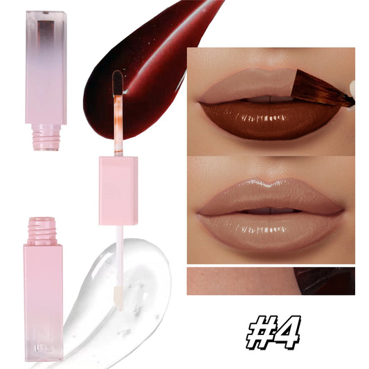 High Quality Vegan Moisturizing Private Label Custom Makeup Lip Gloss Stain 2 in 1 Liquid Pink Tube