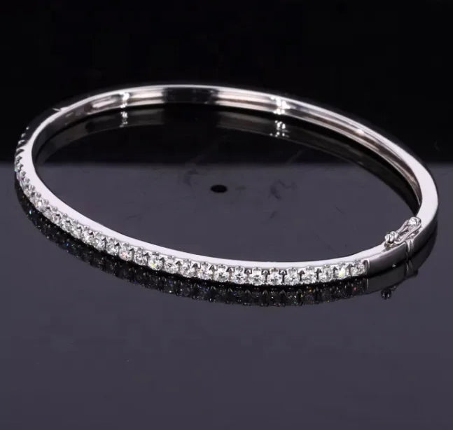 MomentWill 14k Yellow Gold Cuff Bracelet DEF Moissanite Vvs Diamond Jewelry  Bracelets for Women