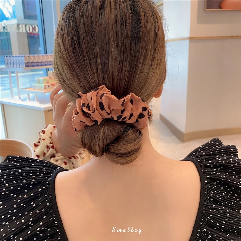 5Pcs/Lot Girl Pink Red Hair Band Accessories Fashion Large Hair Ties Solid Color Elastic Scrunchies For Women Ponytail Hairstyle