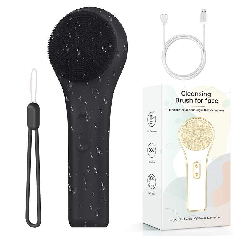 2025 Mini Electric Silicone Facial Cleansing Brush Portable Ultrasonic Deep Cleaning Waterproof-Good Price