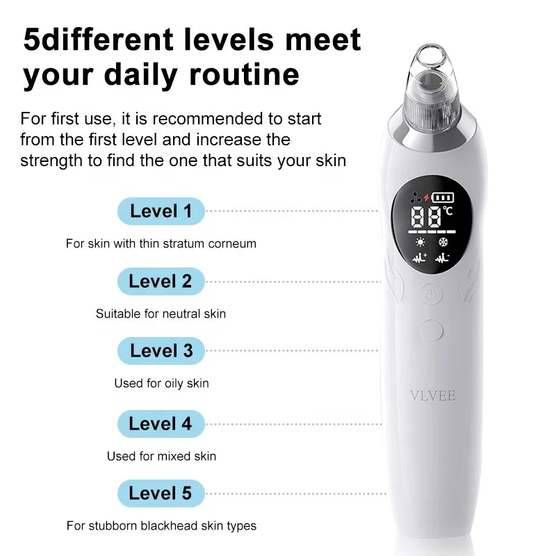 New Facial Deep Pore Cleaner Skin Care Cleansing Tool Handheld Electric Blackhead Remover Cleaner Vacuum Suction