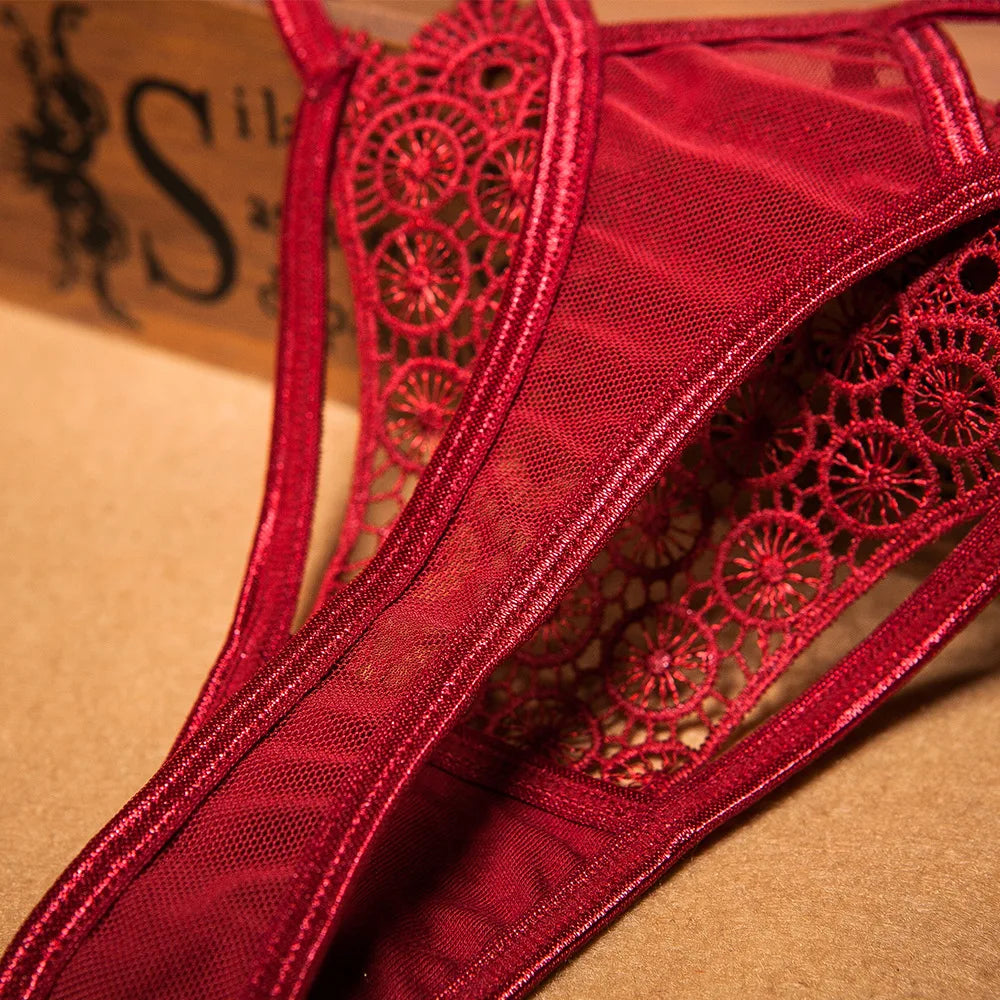Women Lace Double Belt Thong Low Waist Panties Sexy Underwear Ladies Briefs Lingerie Panty Underwear Comfortable G-String