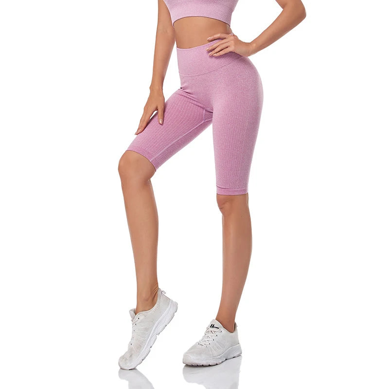 Seamless Fitness Women Yoga Shorts High Waist Workout Shorts Hip Push Up Yoga Running Shorts Sport Gym Leggings