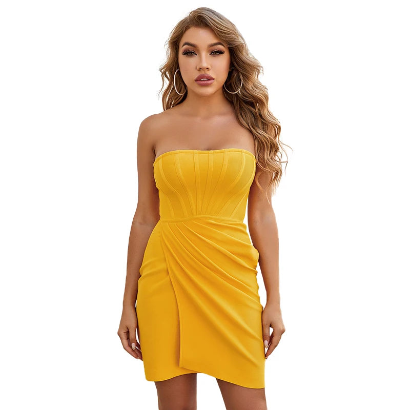 New Arrival 2026 Strapless Design Sexy Ladies Bodycon Short Bandage Dresses for Women Elegant