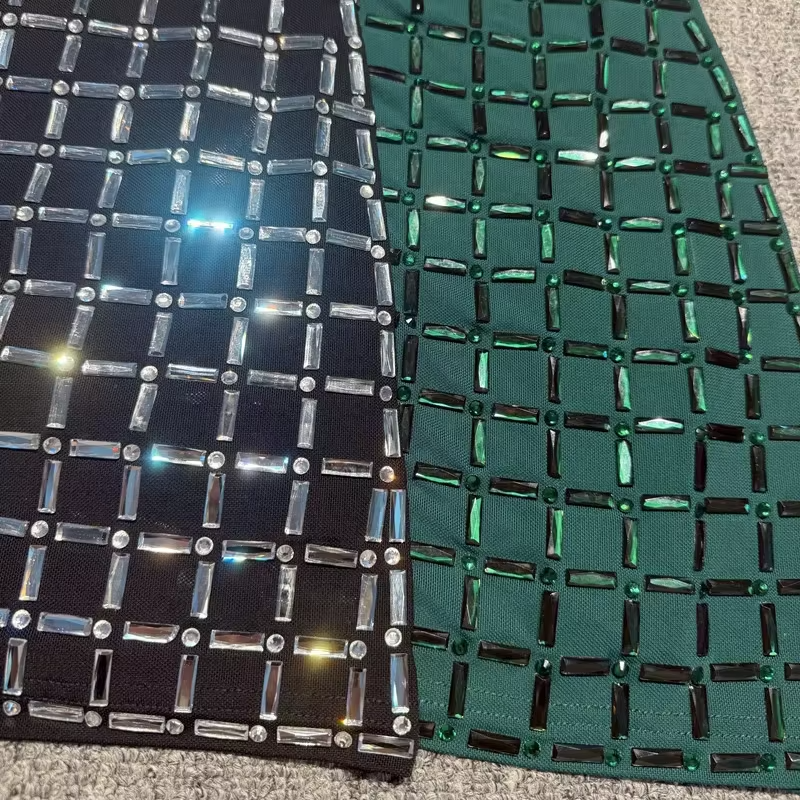 Luxury Rhinestone Grid Strapless Bodycon Mini Bandage Dress Party Club Evening Gala Dinner Black Birthday Dresses