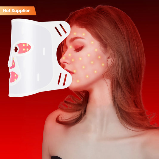High Grade 630nm 830nm Infrared Beauty Mask and Neck White Silicone Facial Red Light Therapy Led Face Mask