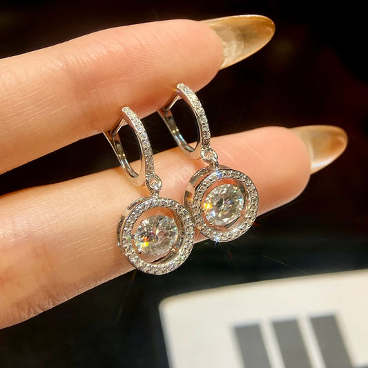 925 Sterling Silver Round Flexible Ear Buckle 1ct GRA Certified D Color Floating Moissanite Earring Wholesale Women Fine Jewelry