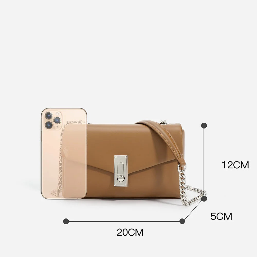 2025 Latest Designer Genuine Cowhide Leather Handbags for Women Fashion Mini Bags with Sequins Chain and Cover Closure