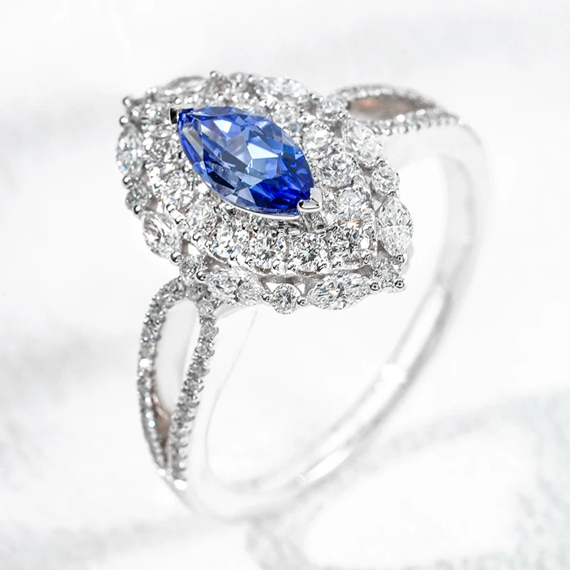 MomentWill Lab Grown Gemstone 18K Solid Gold Ring Lab Gemstone Lab Diamond Engagement Gold Ring