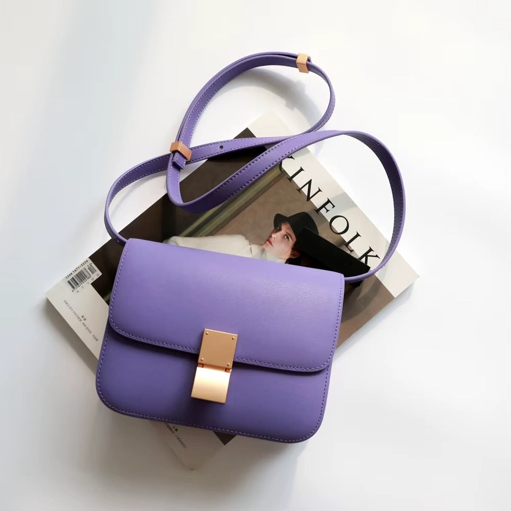 Luxury Women's Underarm Handbags Genuine Cowhide Leather Tofu Square Lock Messenger Bag Custom Portable with Open Closure