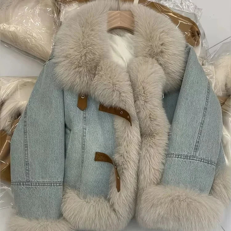 2025 New Thick Warm Coat Denim Coat Women Clip Cotton Short Winter