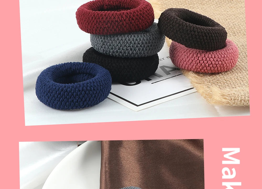 6Pcs Basic Simple Hair Bands Solid Color Seamless Wide Rubber Band for Women Girl High Elastic Scrunchie Hair Accessories Holder