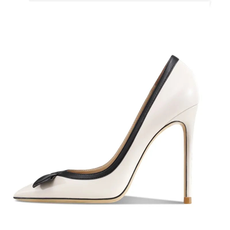 Women Elegant Casual Dress Shoes Pointy Toe Bow Decoration Butterfly Stiletto Heels Pumps