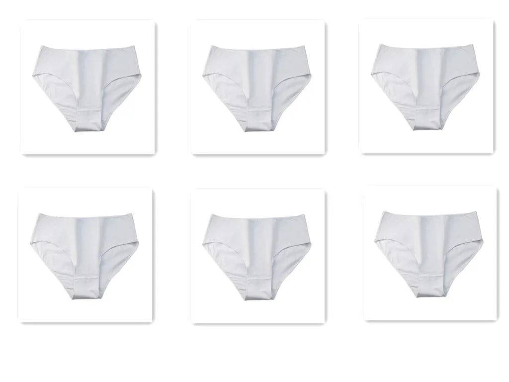 6Pcs/Set Cotton Panties Women High Waist Briefs Breathable Seamless Underwear Solid Color Soft Panty M-2XL Underpants Intimates