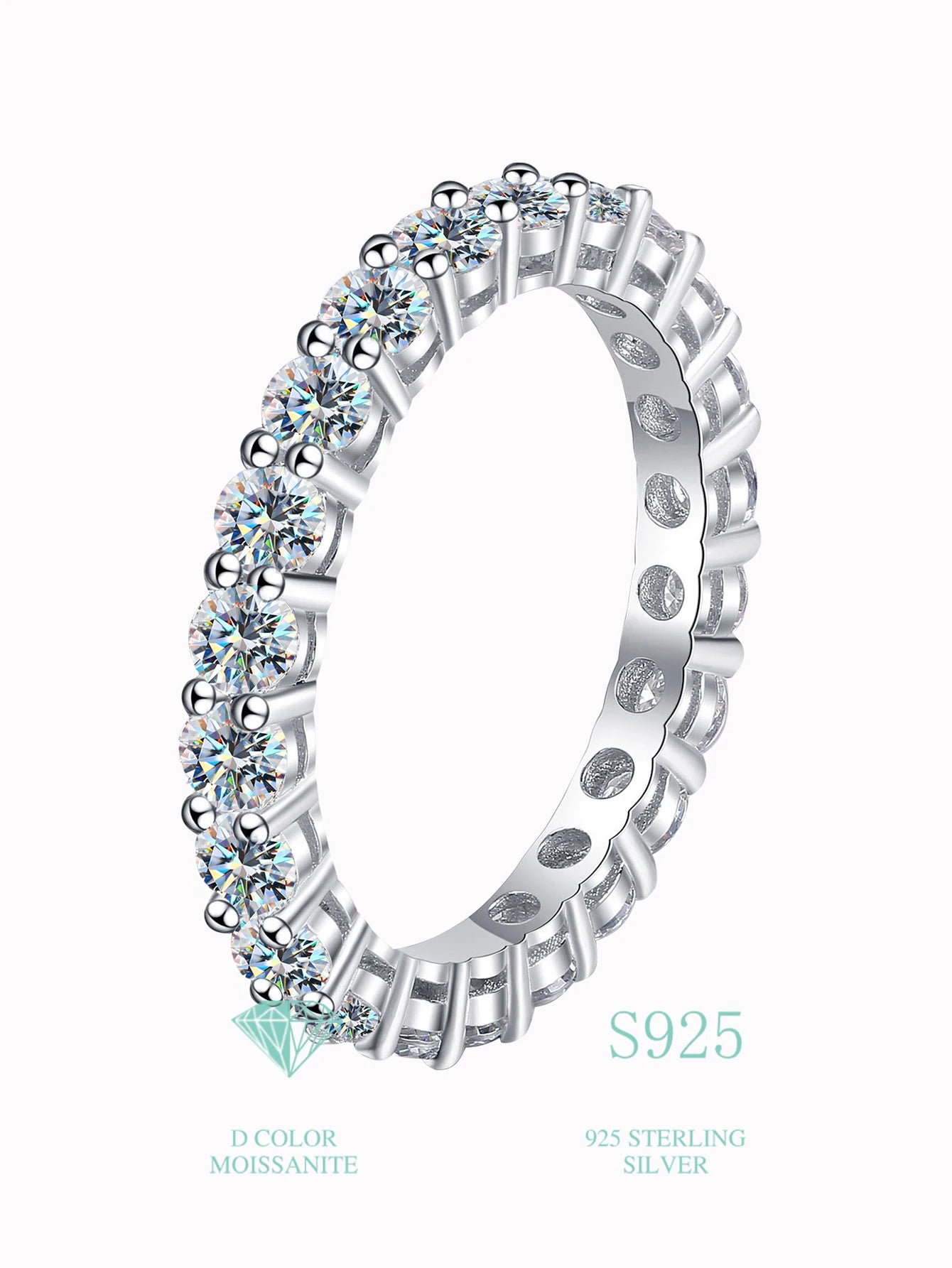 Cluster GRA Certified Moissanite Diamond Ring 925 Sterling Sliver Iced Out Hip Hop Tennis Eternity Band Cuban Link Fine Jewelry