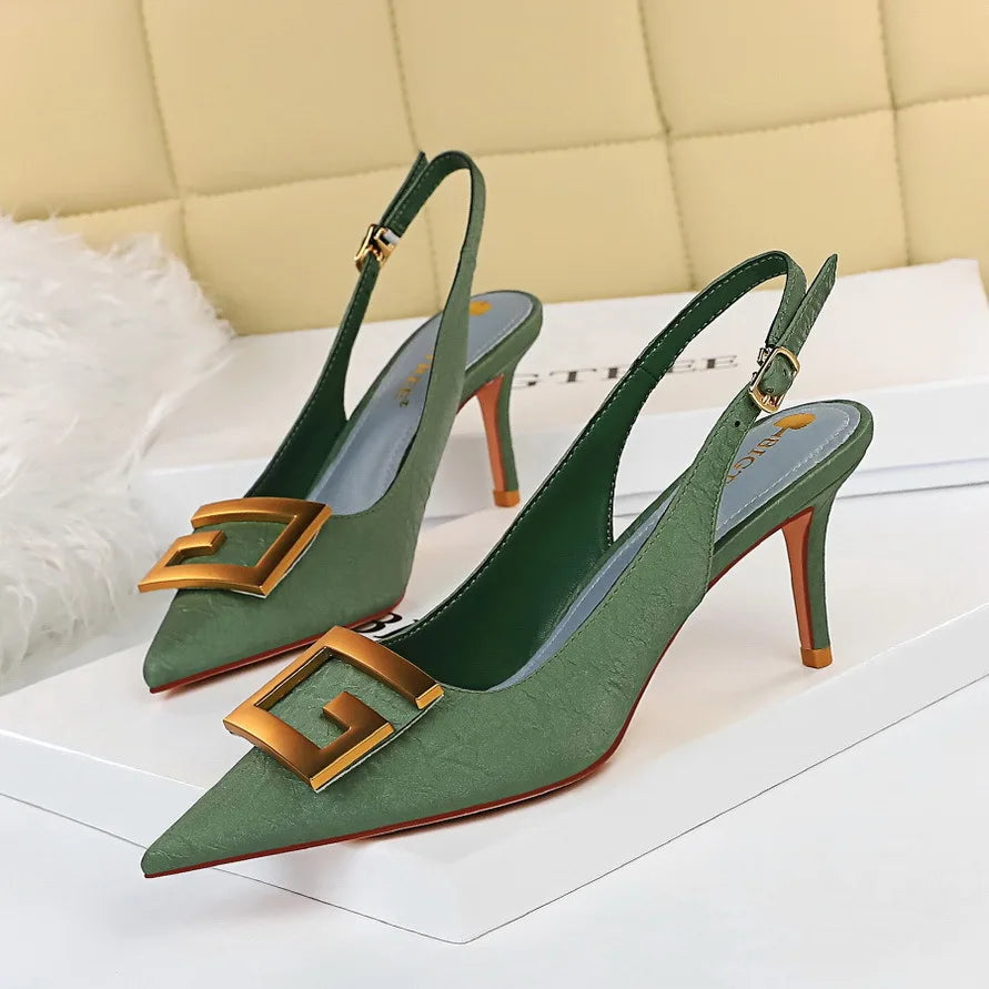 Chaussure En Talon Rainbow Colorful Custom Slingback Diamond Fashion Kitten Shoes Women Heels for Ladies