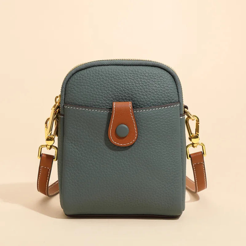 Genuine Leather Shoulder Bag Female Mobile Phone Bag  Ladies Mini Leisure Pack Fashion Real Leather Purse