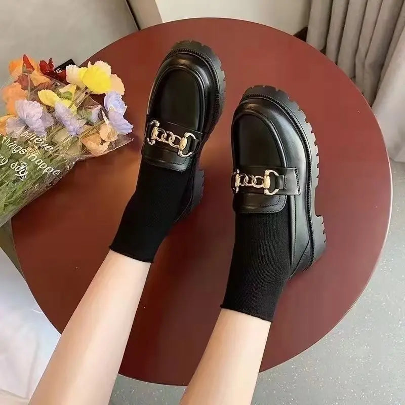 Loafers Women New Arrivals 2025 Hoof Heels Spring Autumn Fashion PU Leather Pumps Shoes Loafers for Women