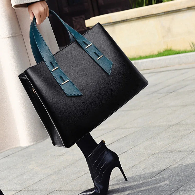 New Women Lady Big PU Handbag Casual High Capacity Fashion Shopping Shoulder Bag Simple Bags Handbag