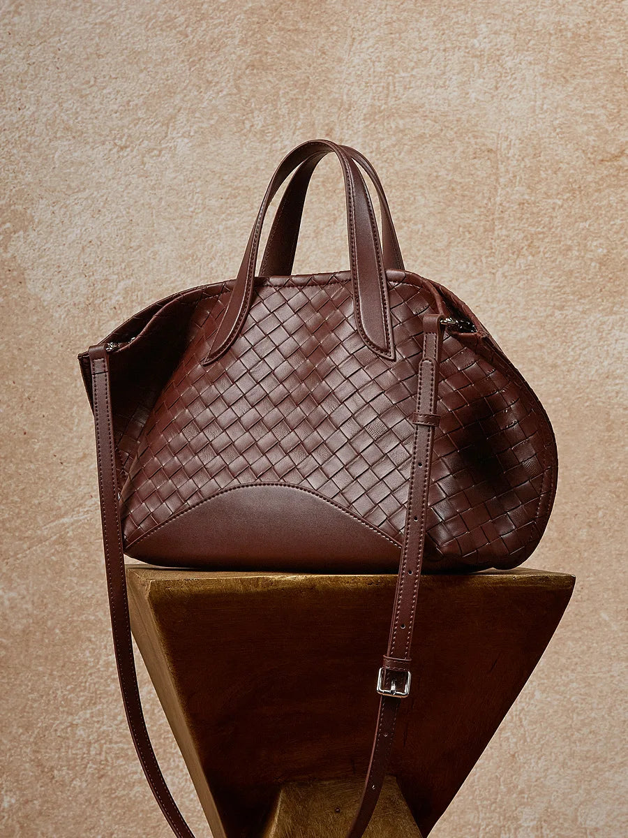 Intrecciato Woven Cowhide Leather Lady Luxury High-end Winter Summer Portable Genuine Split Leather Single Shoulder Tote Bag